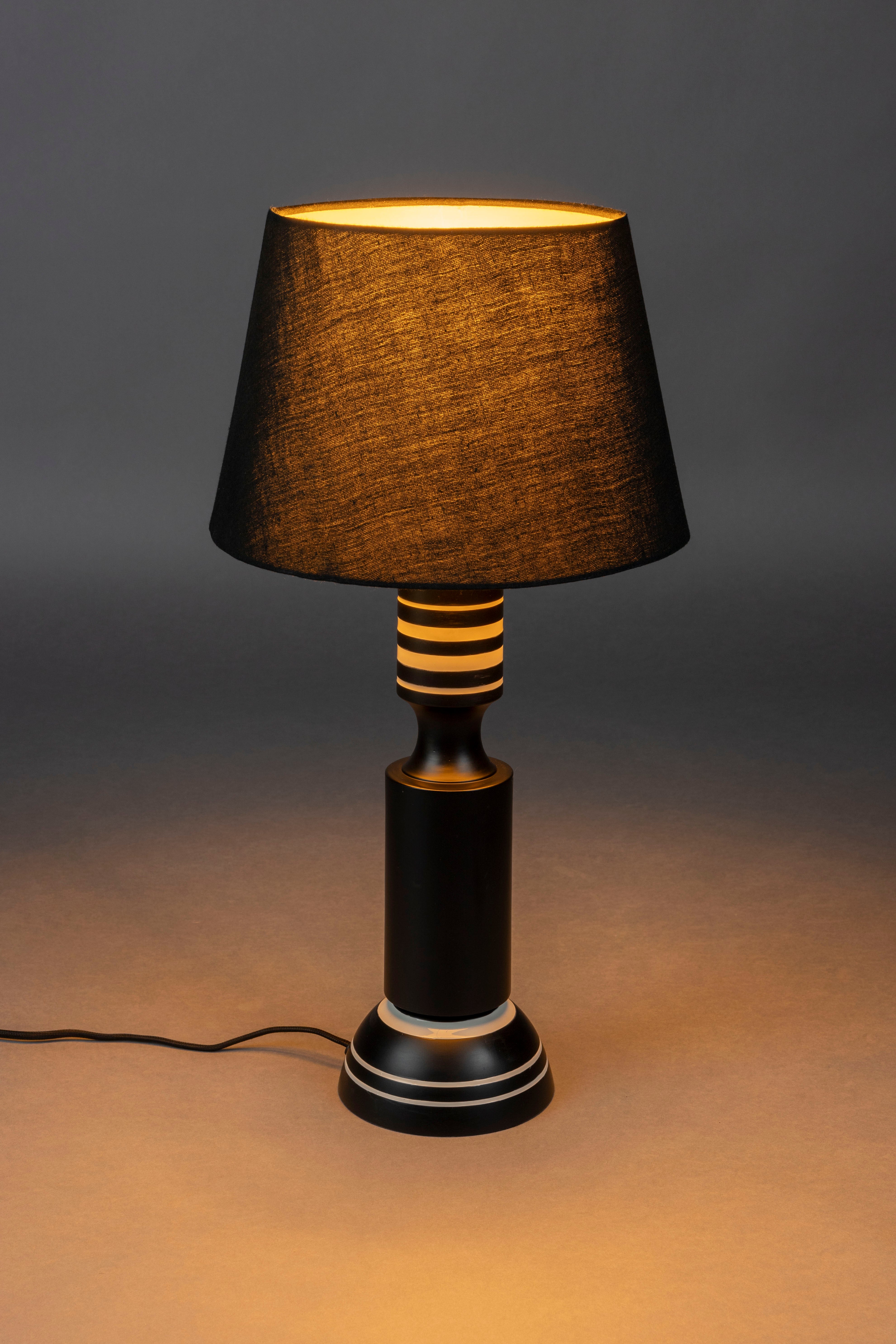 Dutchbone Virgil Matt Black & White Striped Table Lamp